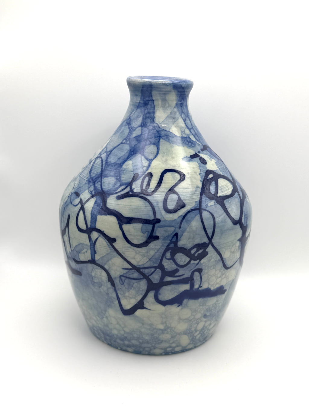 Vase - Medium with Blue Abstract Design