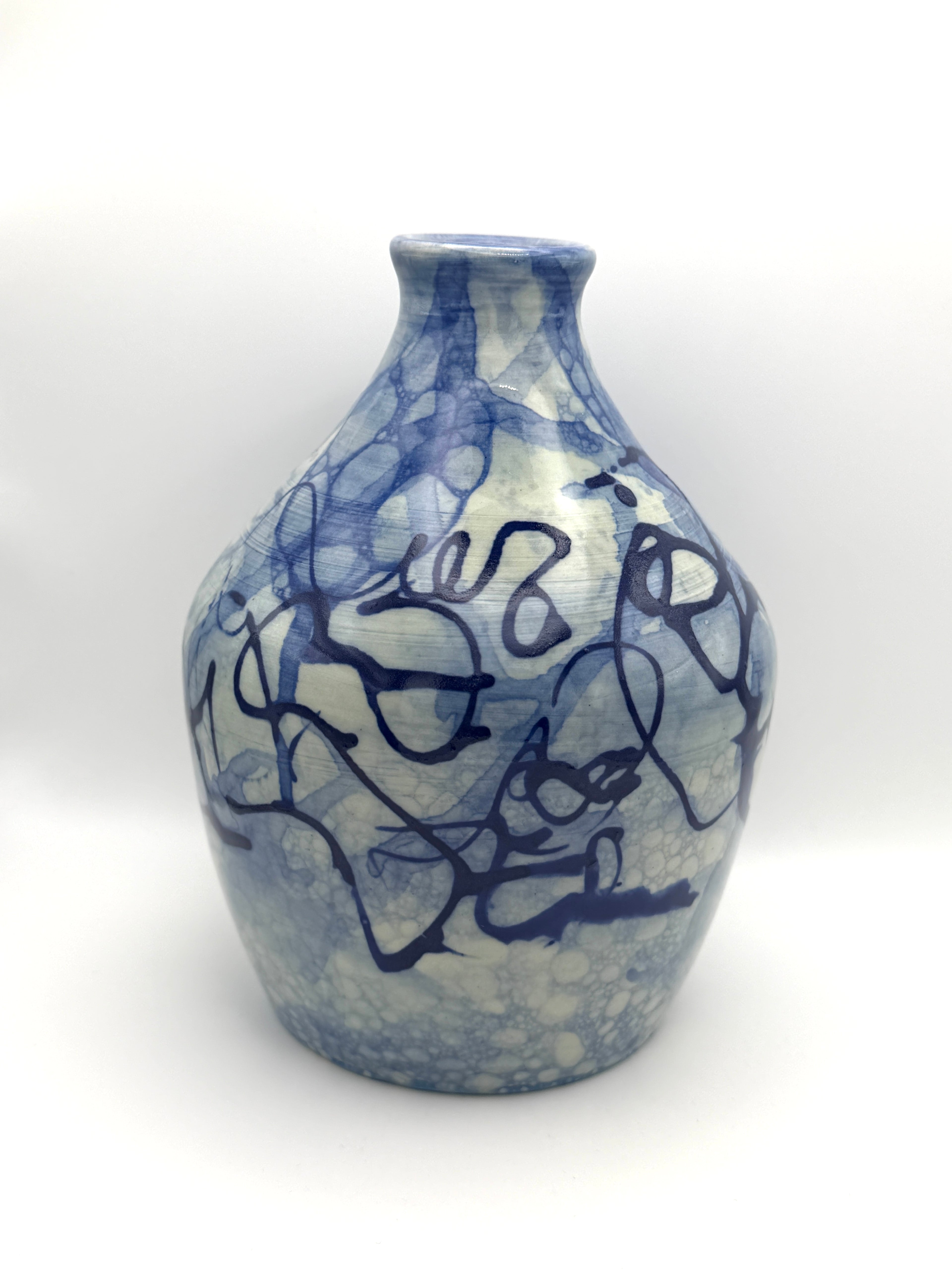 Vase - Medium with Blue Abstract Design