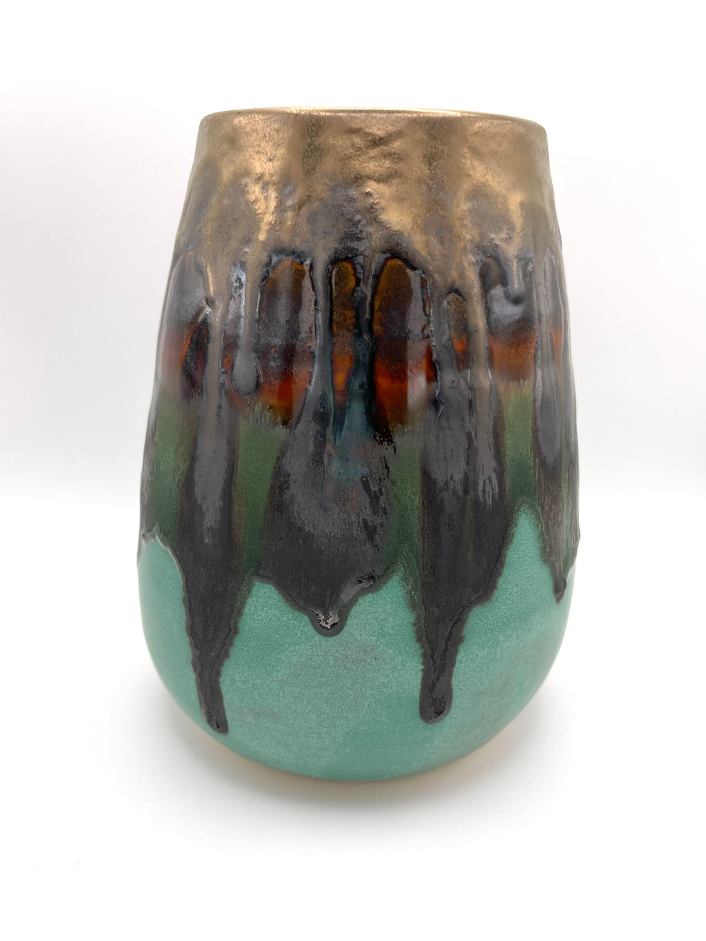 Vase - Medium Turquoise and Gold