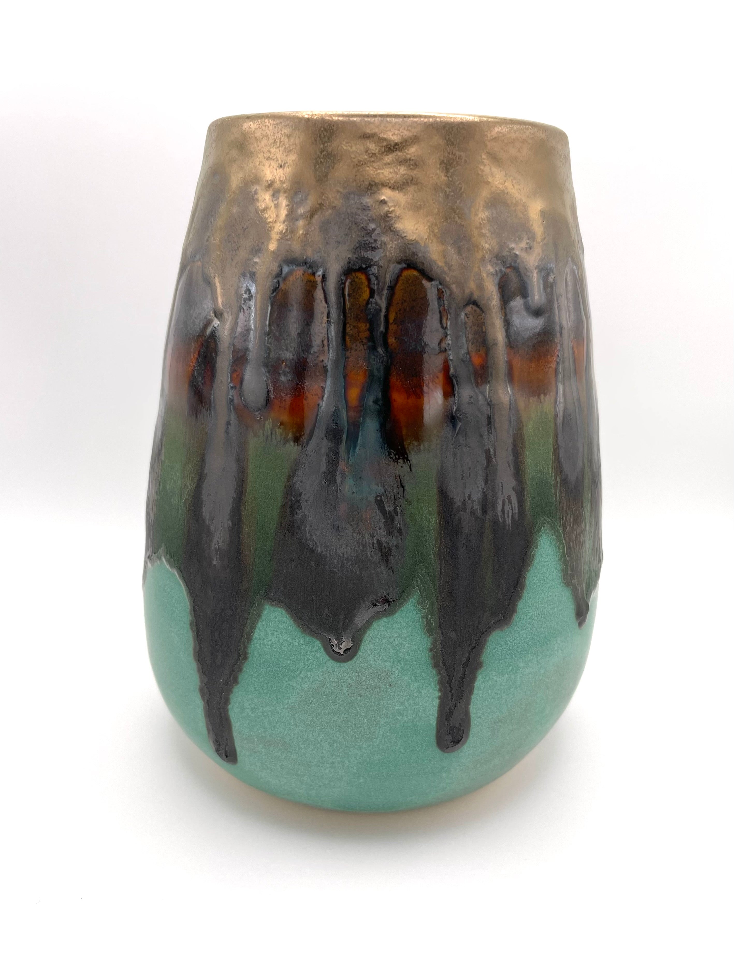 Vase - Medium Turquoise and Gold