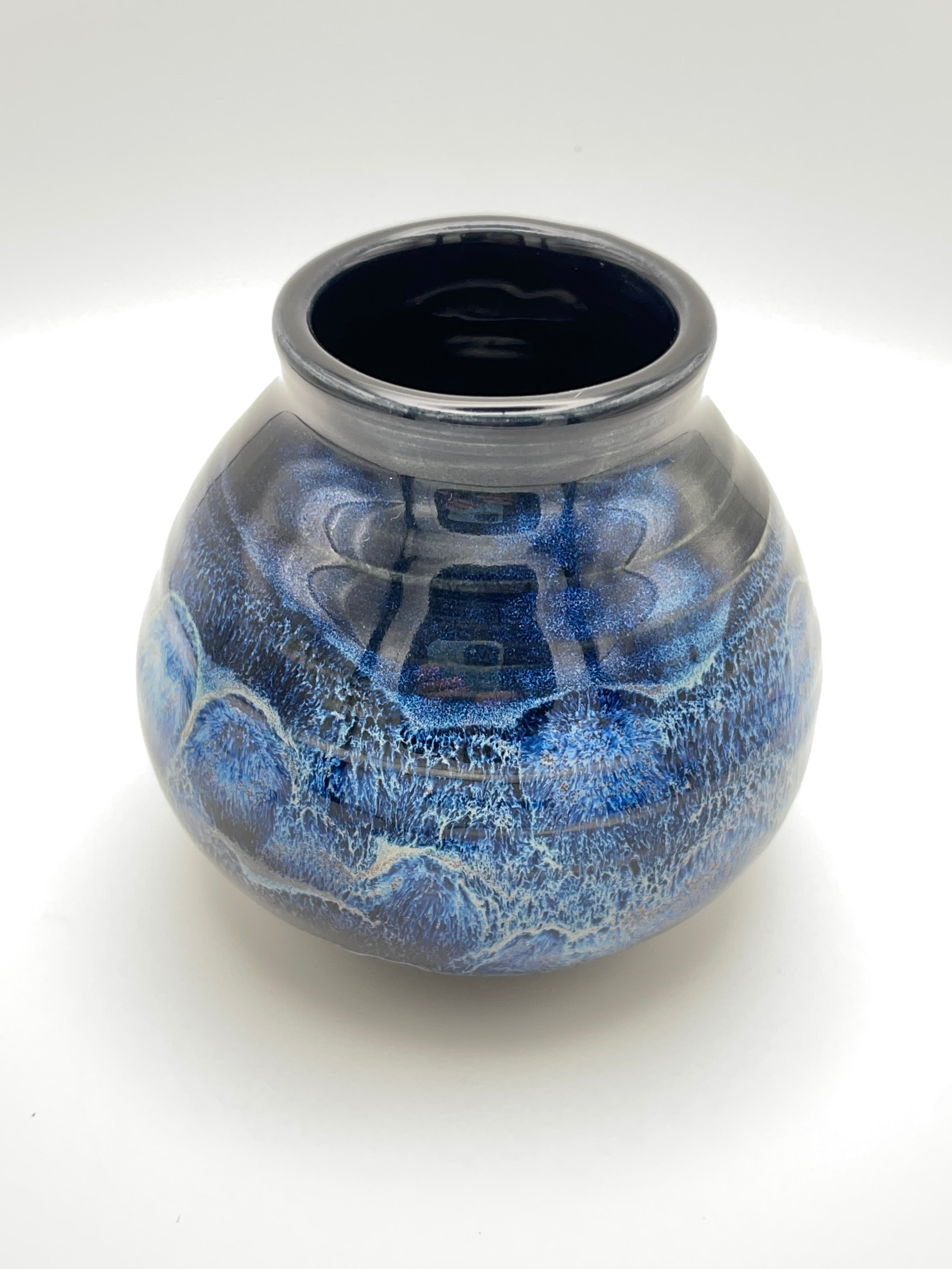 Vase - Small Black and Blue
