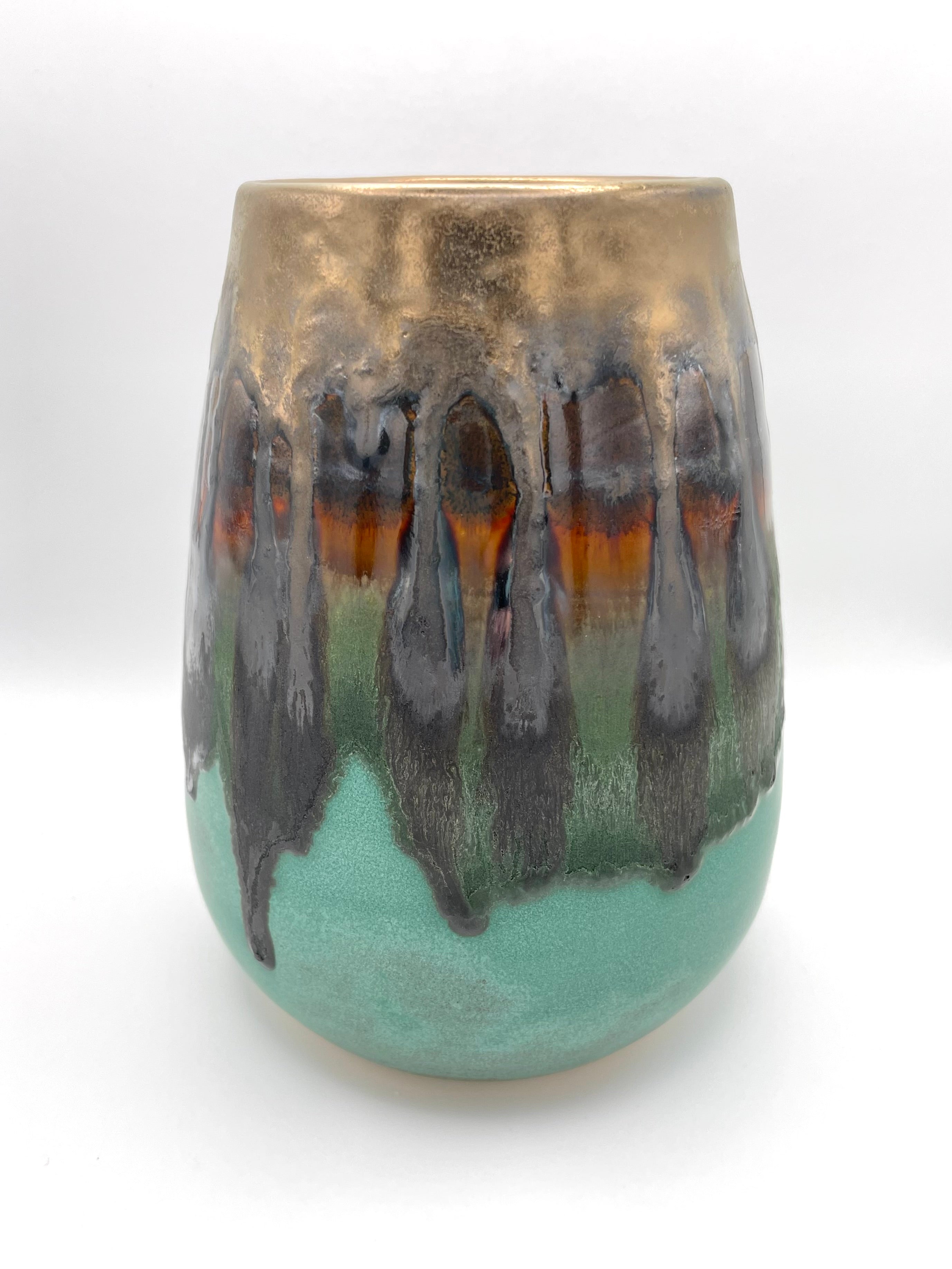Vase - Medium Turquoise and Gold
