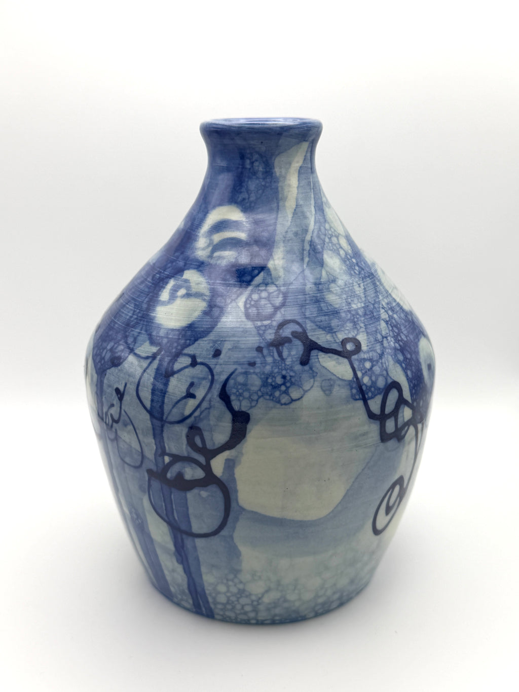 Vase - Medium with Blue Abstract Design