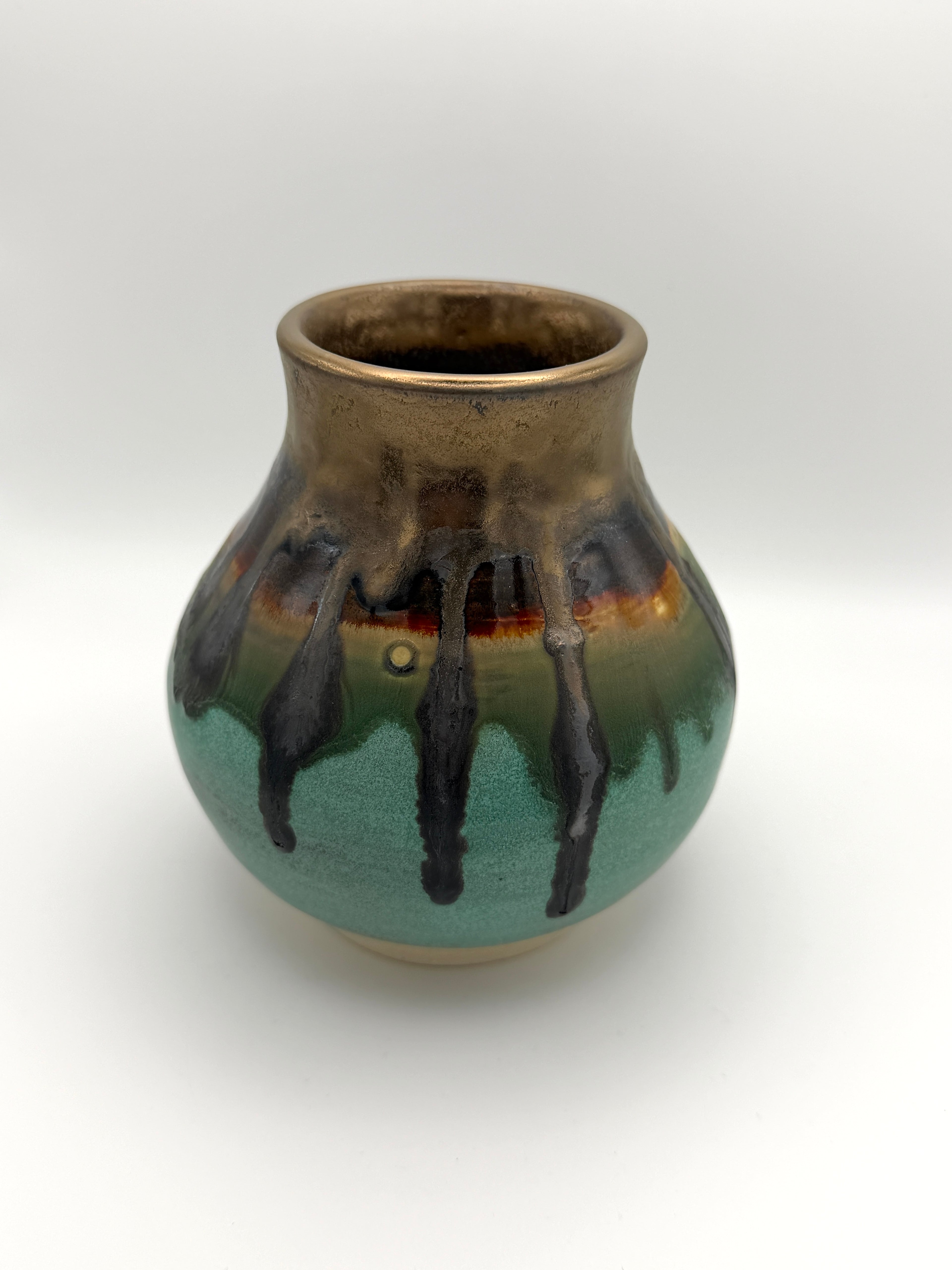 Vase - Medium Gold and Turquoise