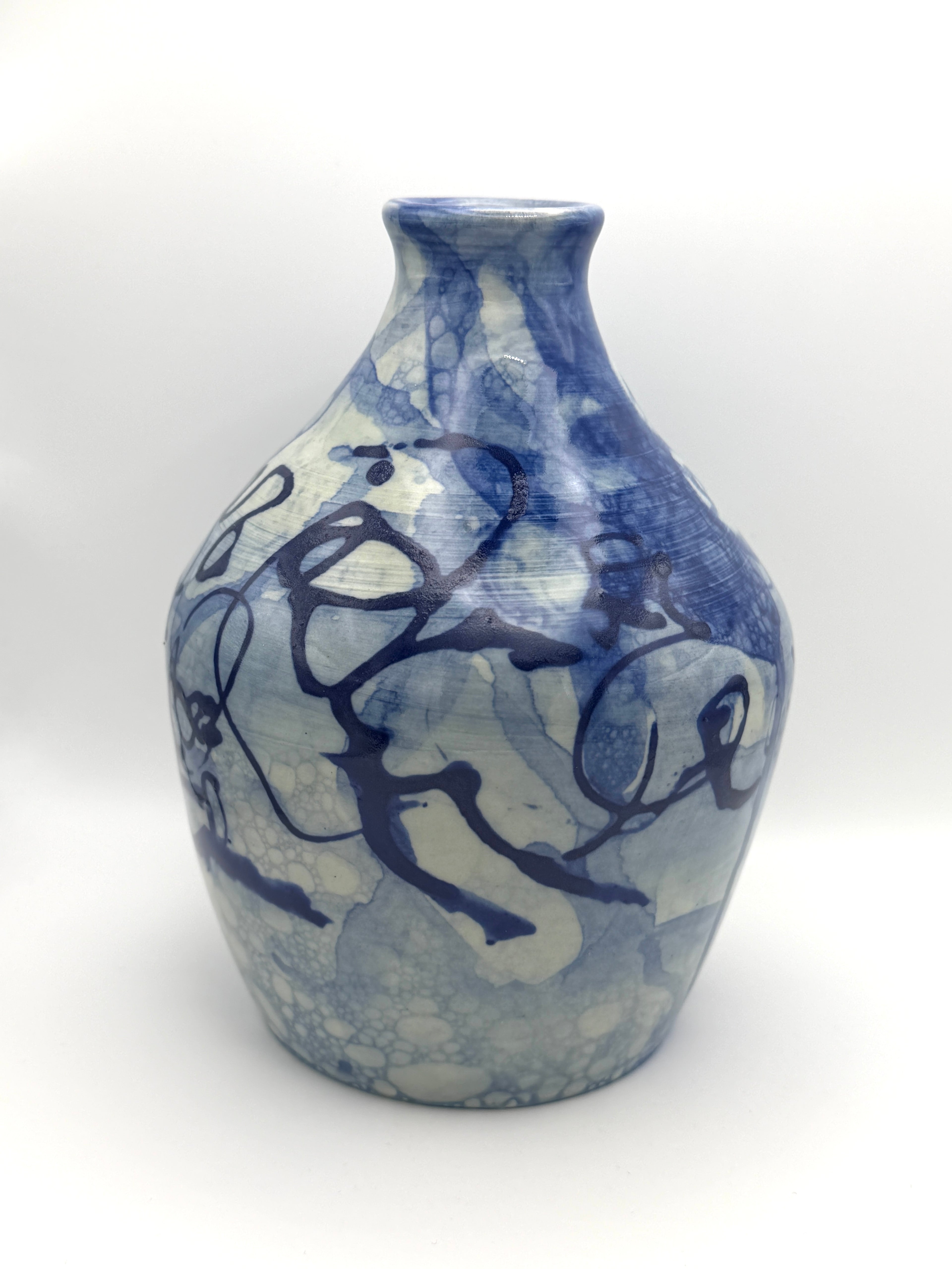 Vase - Medium with Blue Abstract Design