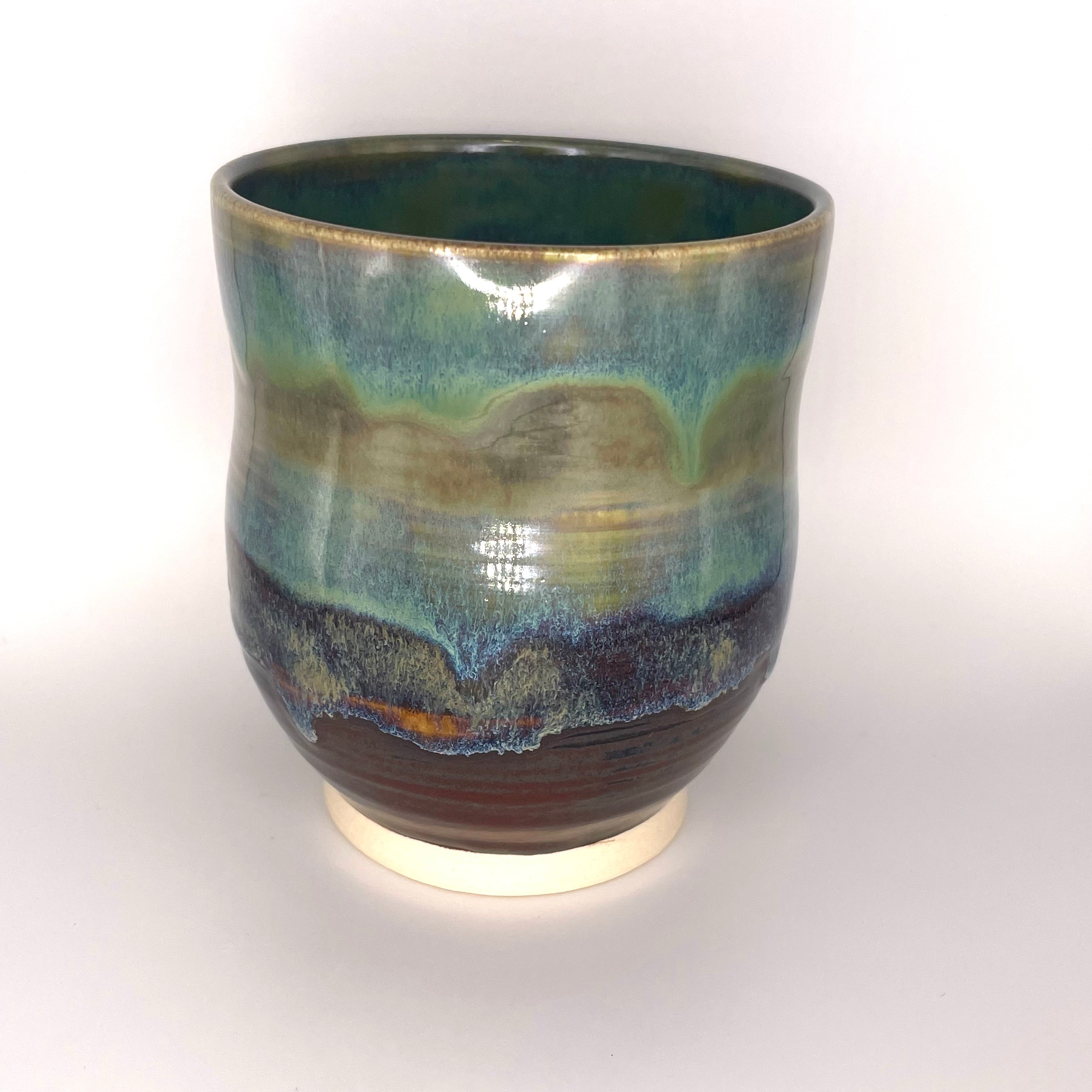 Cup - Large Teal, Green, and Brown