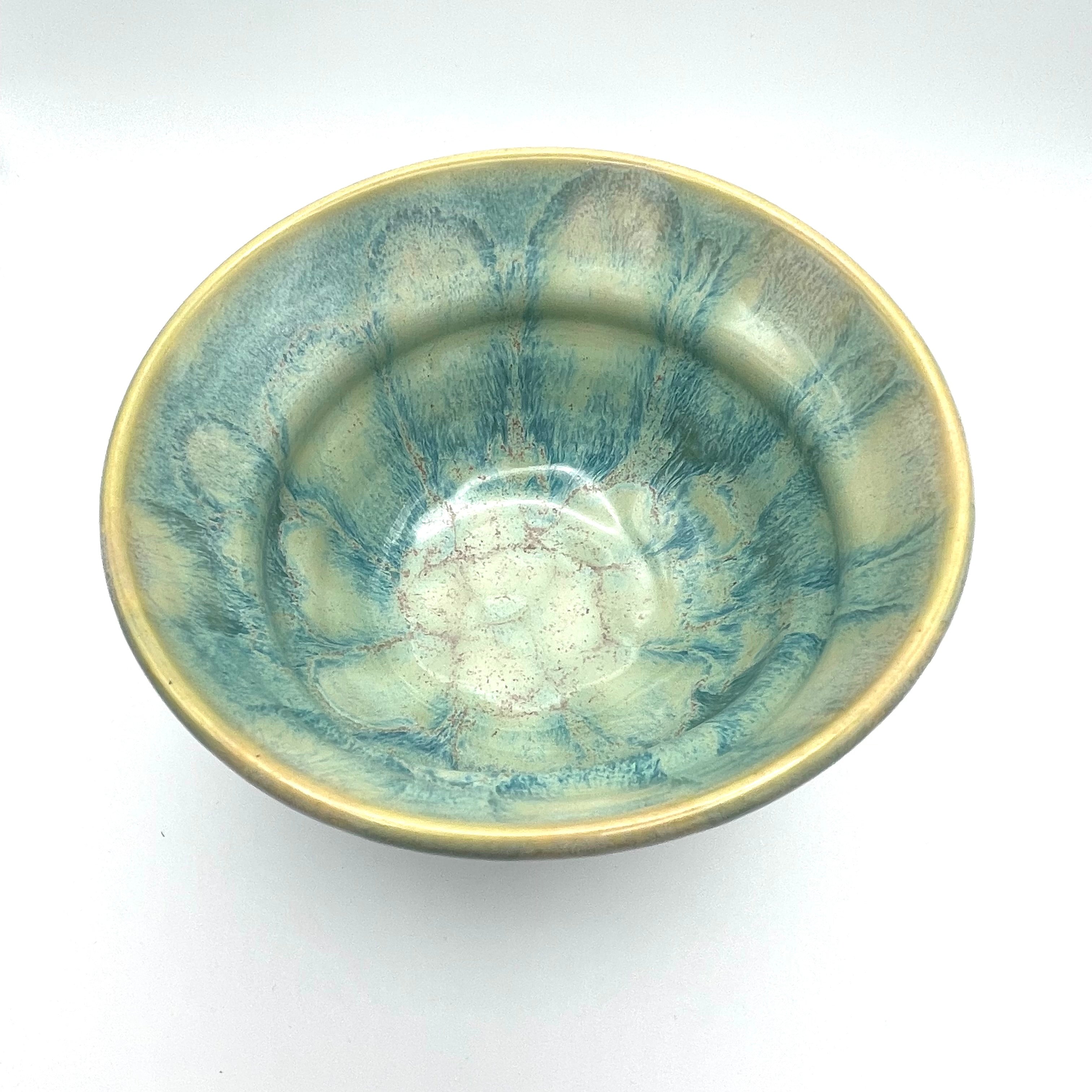 Bowl - Swirl Turquoise and Yellow