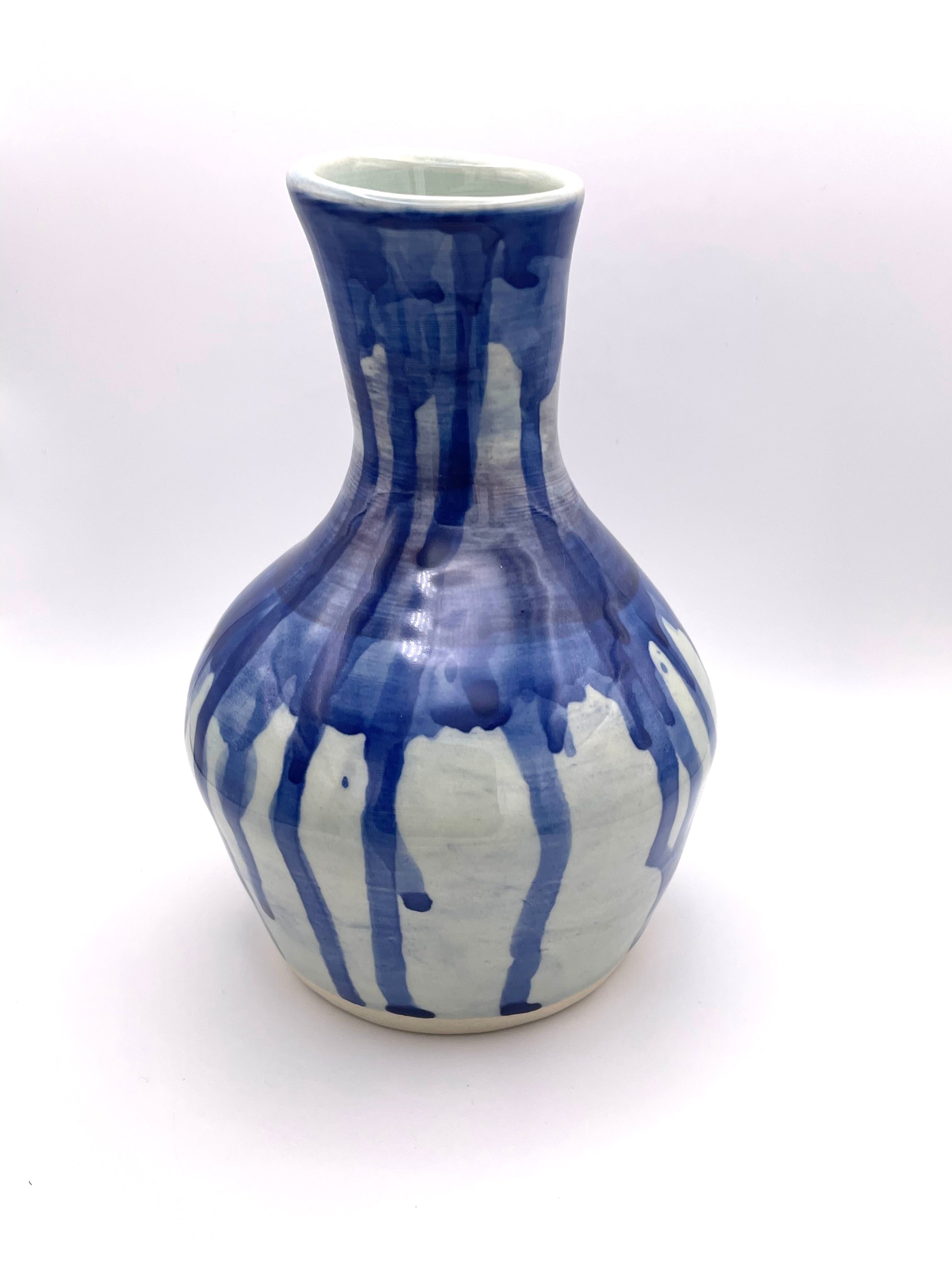 Vase - Medium Angled with Blue Drips