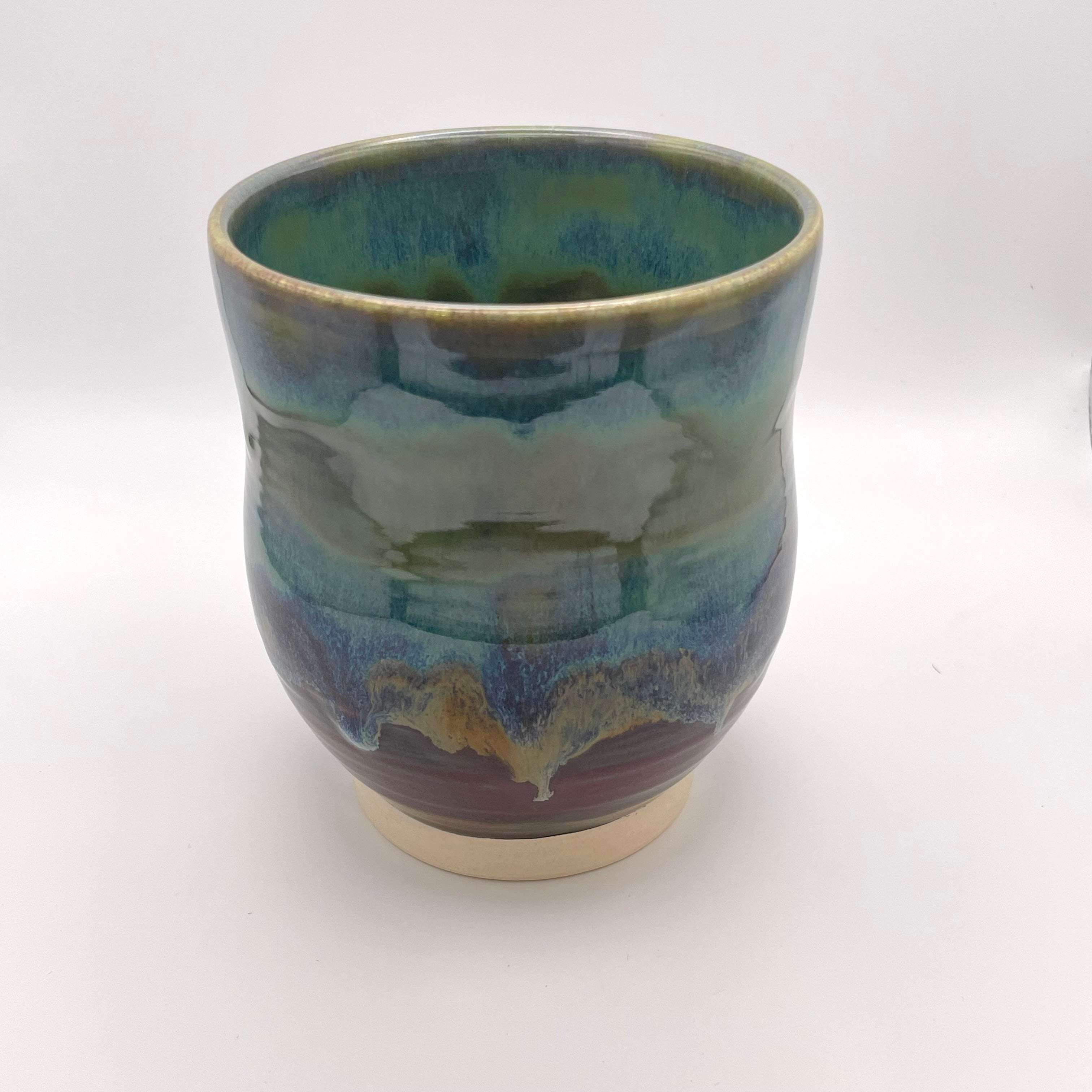 Cup - Large Teal, Green, and Brown