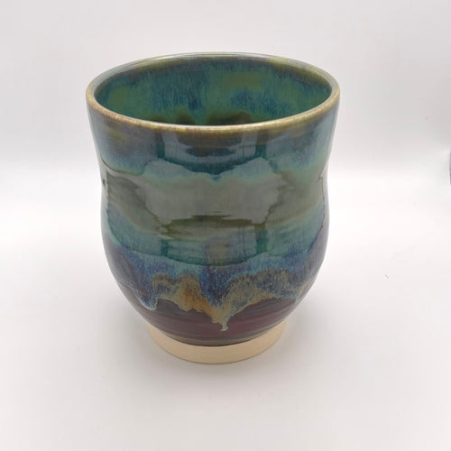 Cup - Large Teal, Green, and Brown