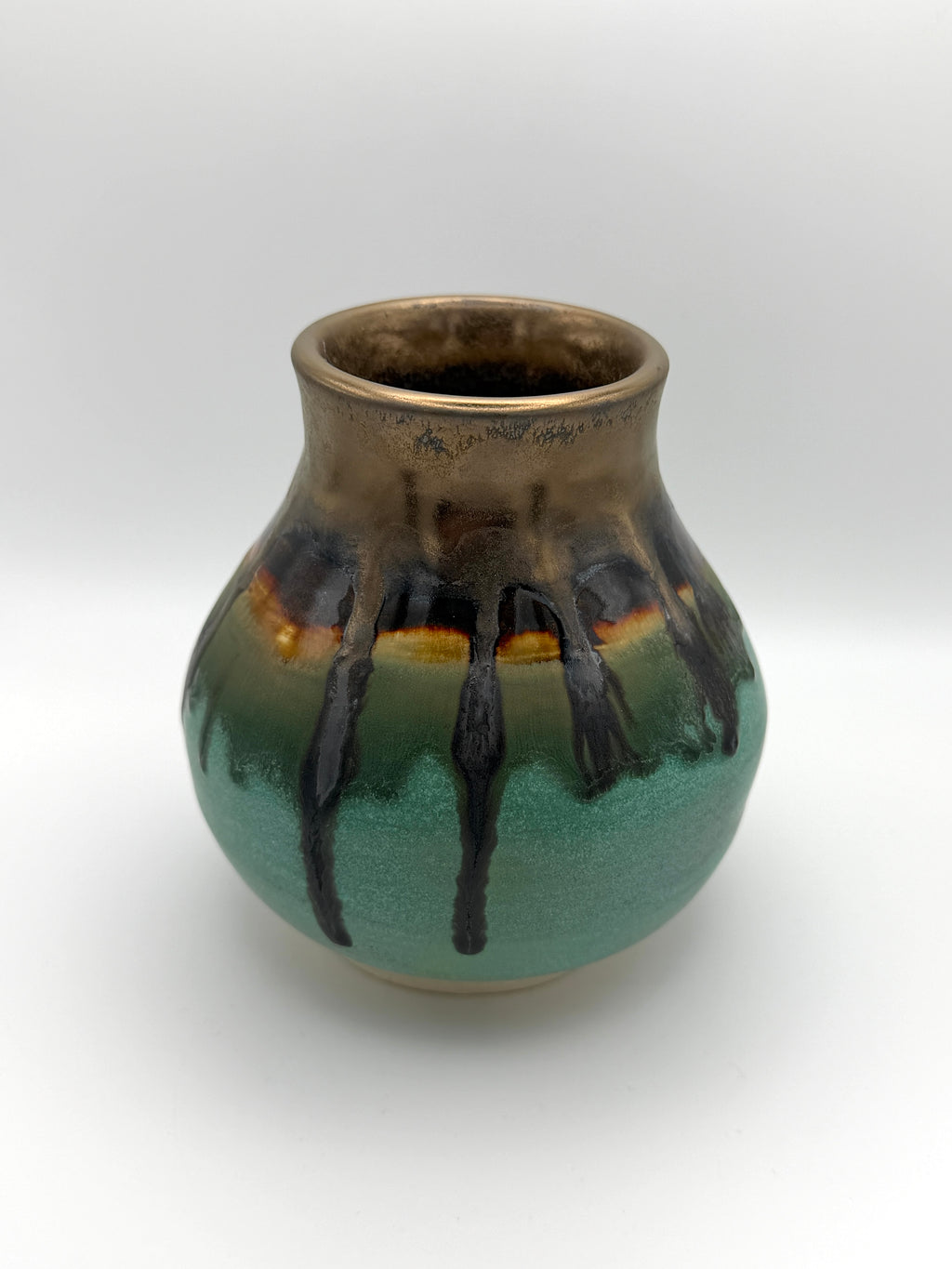 Vase - Medium Gold and Turquoise
