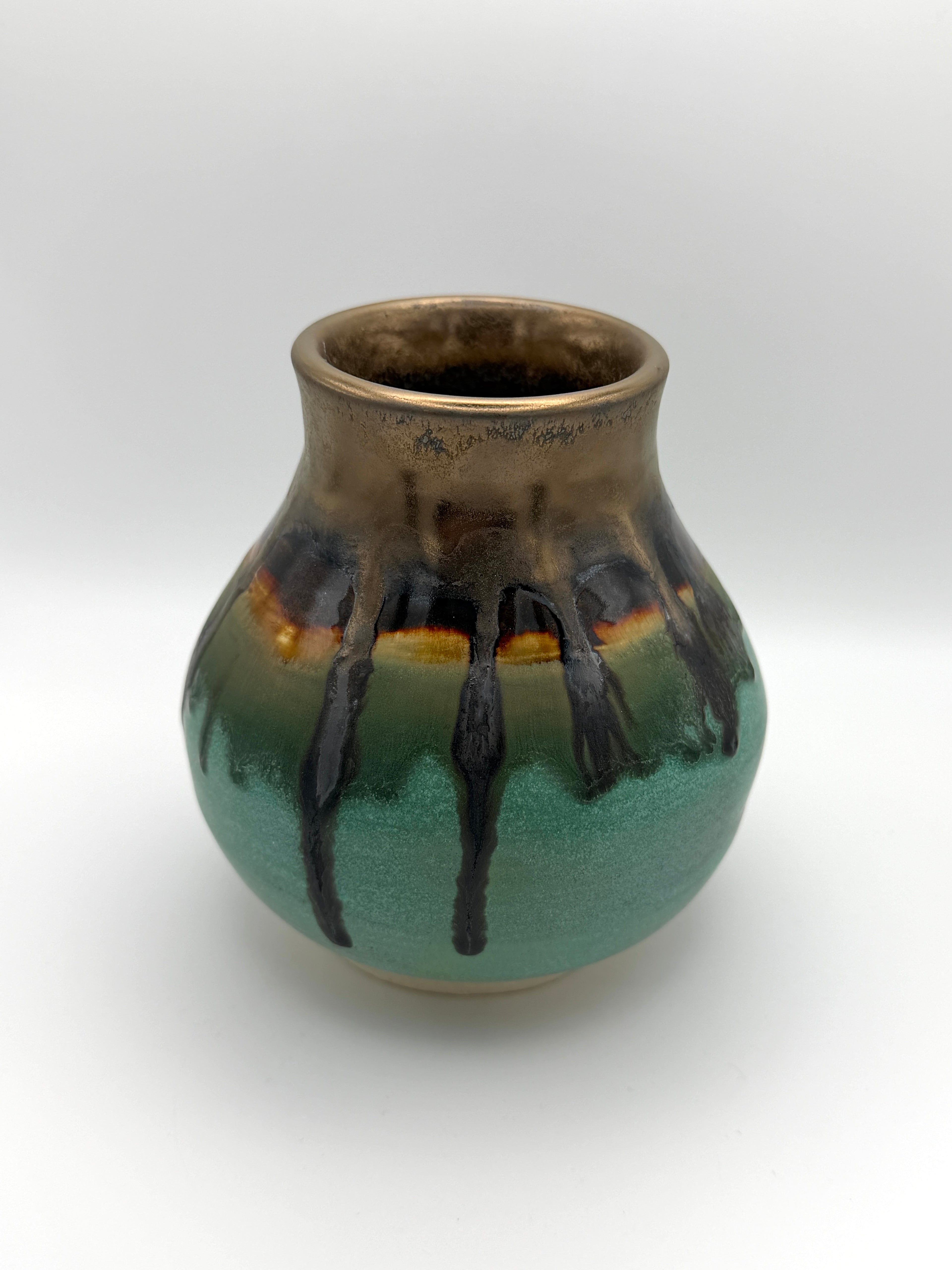 Vase - Medium Gold and Turquoise