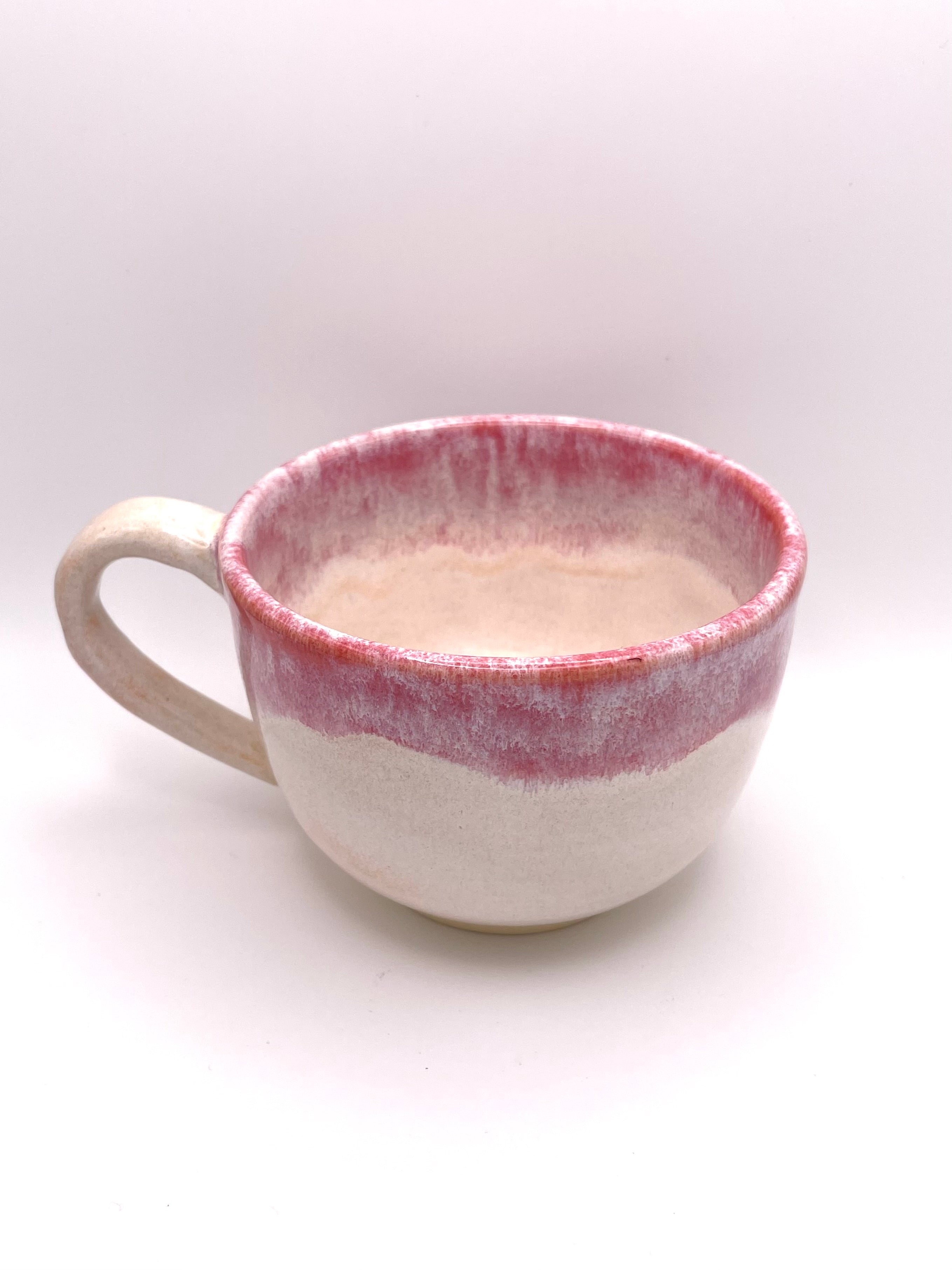 Mug - White with Pink Rim