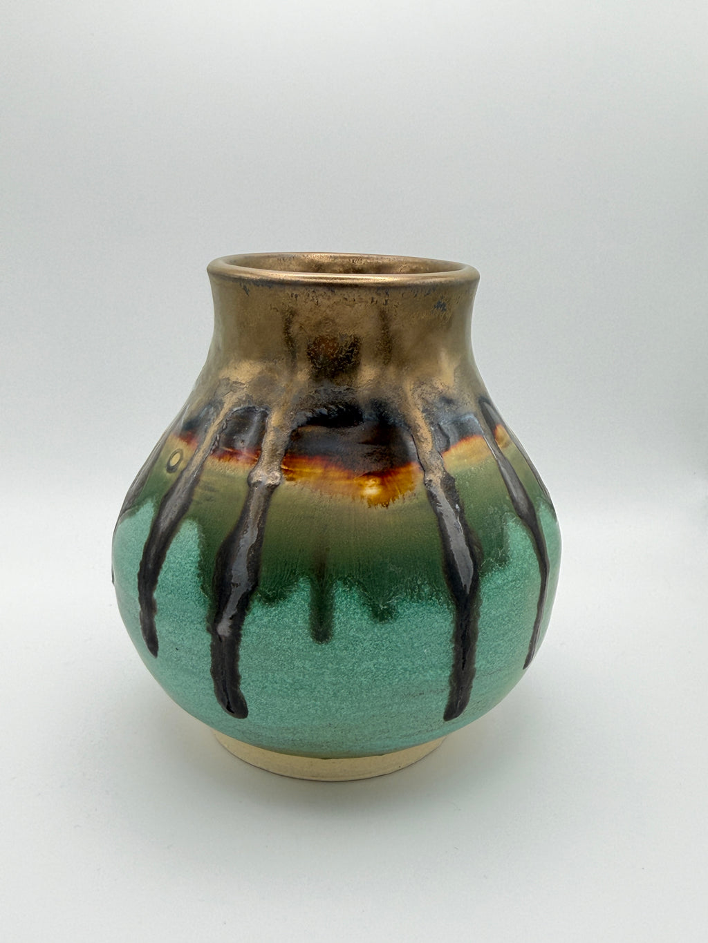 Vase - Medium Gold and Turquoise