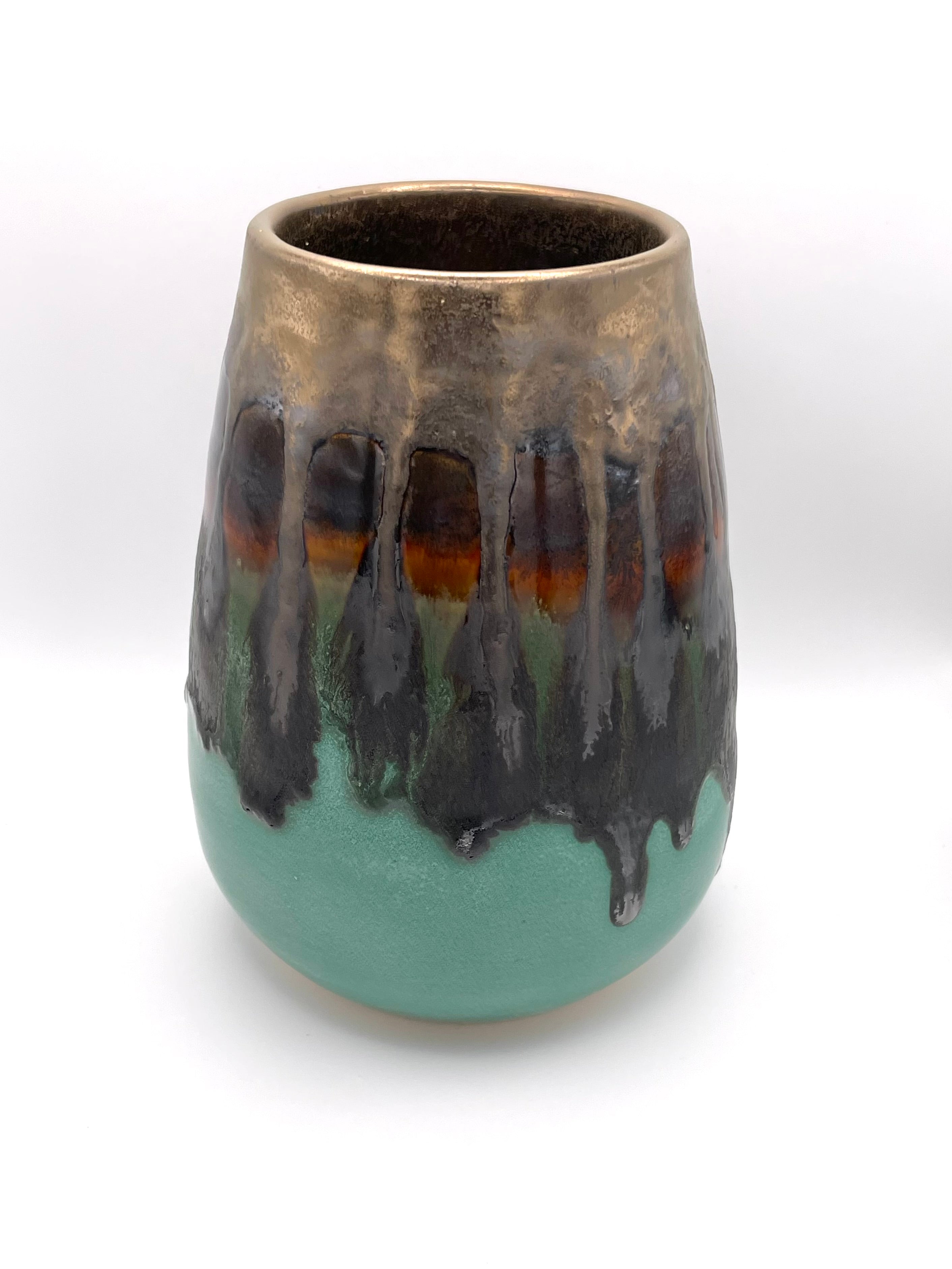 Vase - Medium Turquoise and Gold