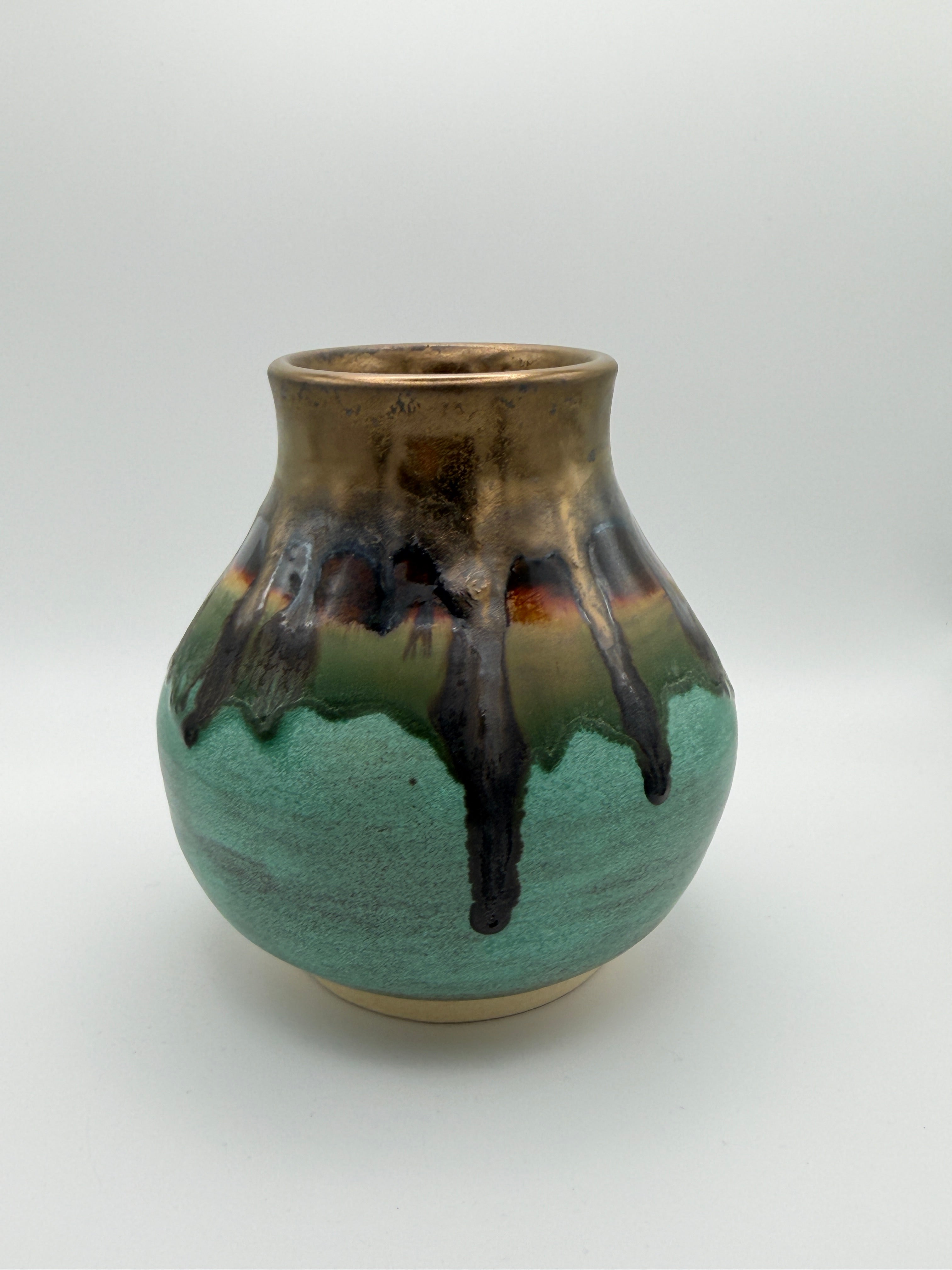 Vase - Medium Gold and Turquoise