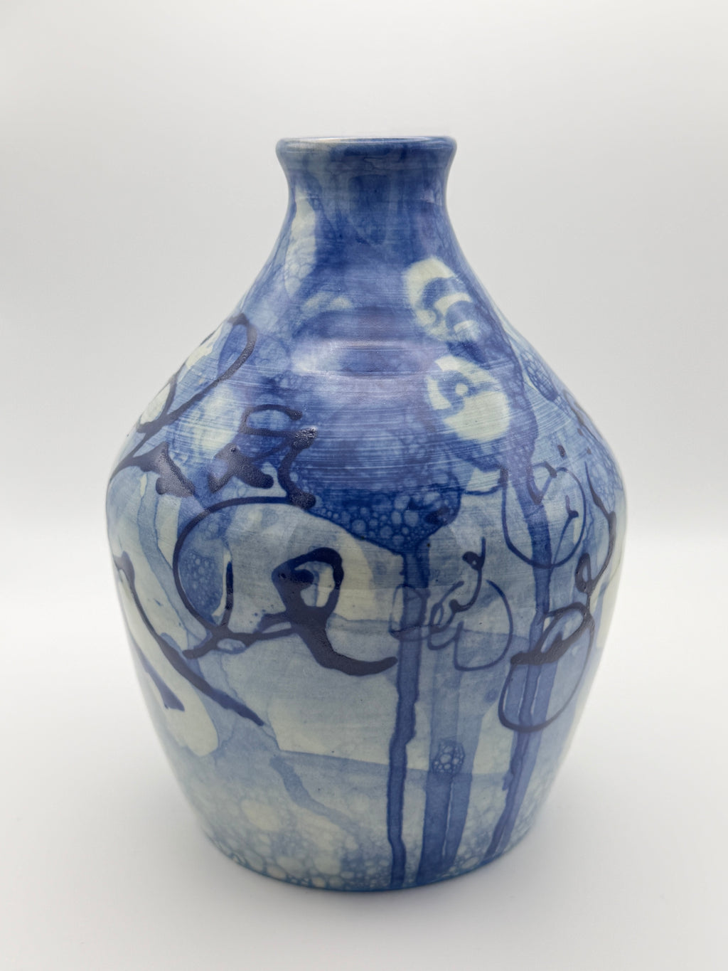 Vase - Medium with Blue Abstract Design