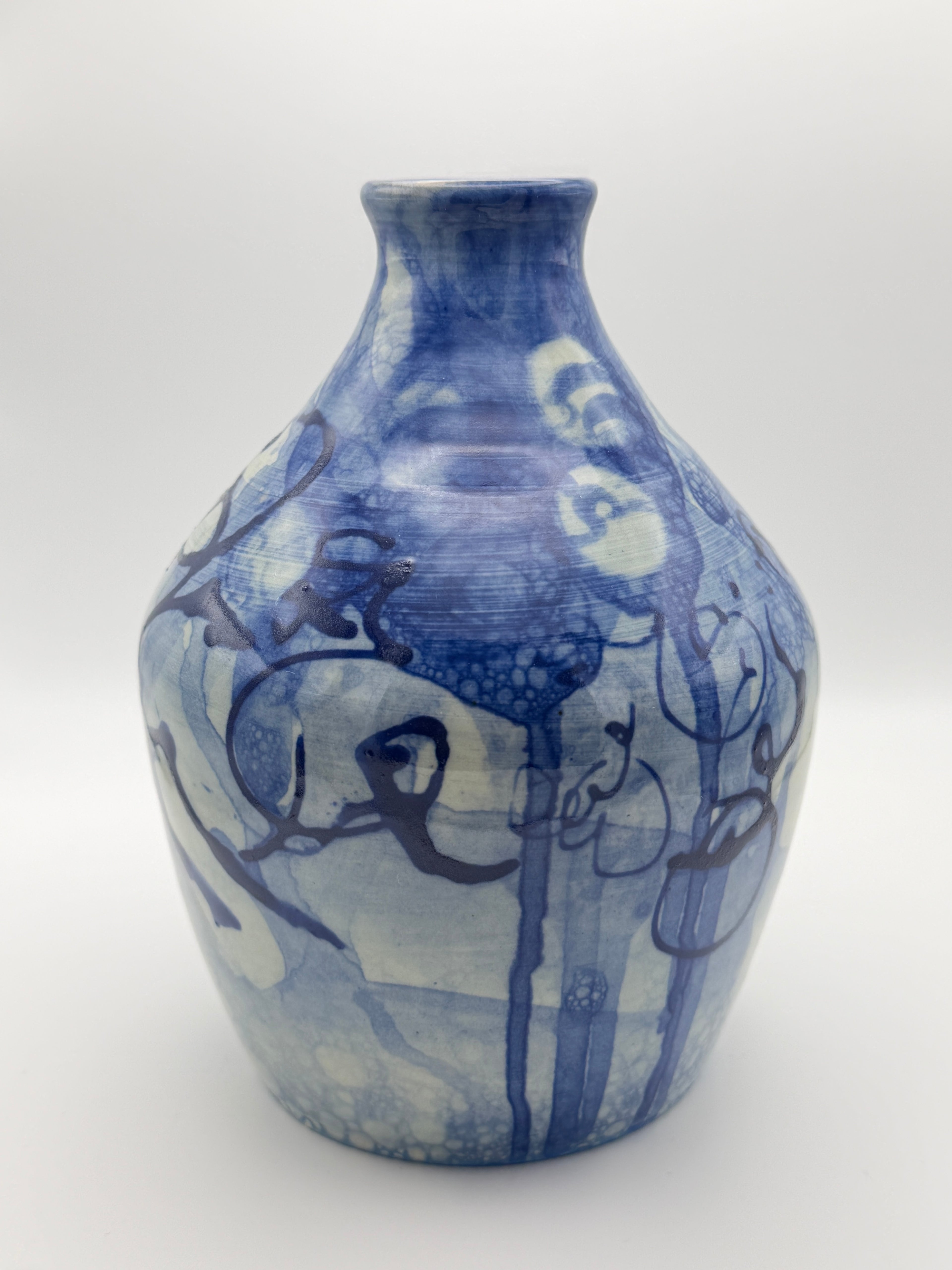 Vase - Medium with Blue Abstract Design