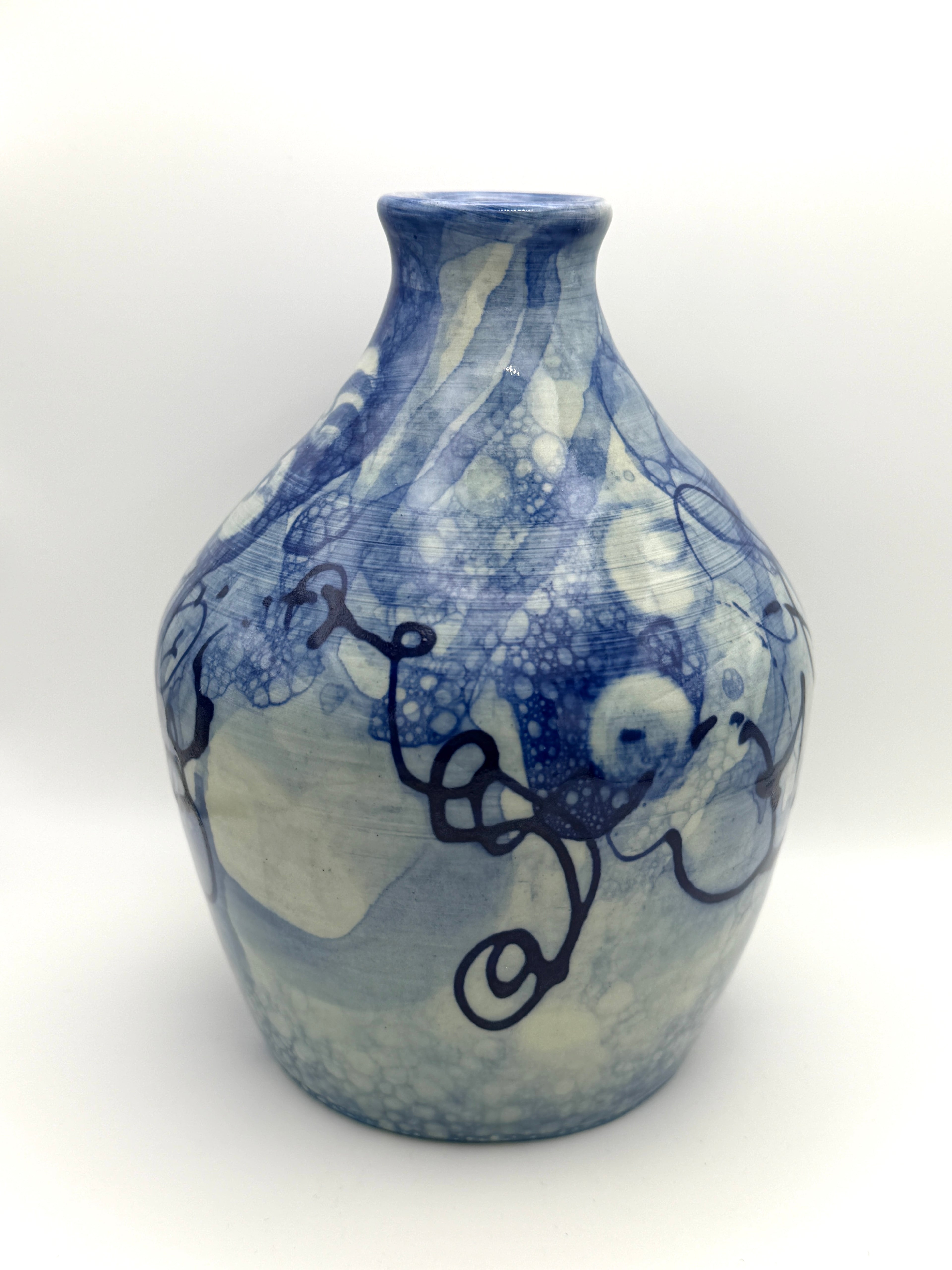 Vase - Medium with Blue Abstract Design