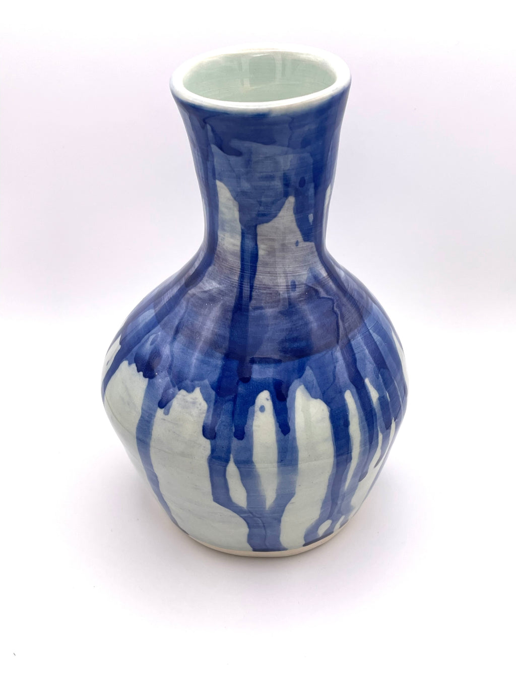 Vase - Medium Angled with Blue Drips
