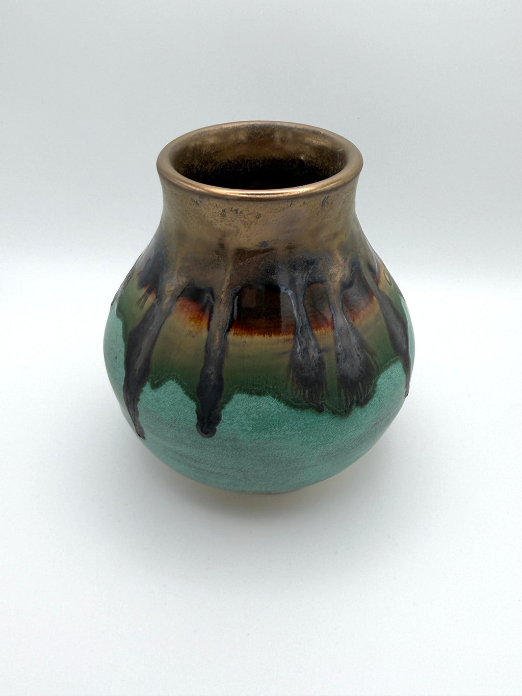 Vase - Medium Gold and Turquoise
