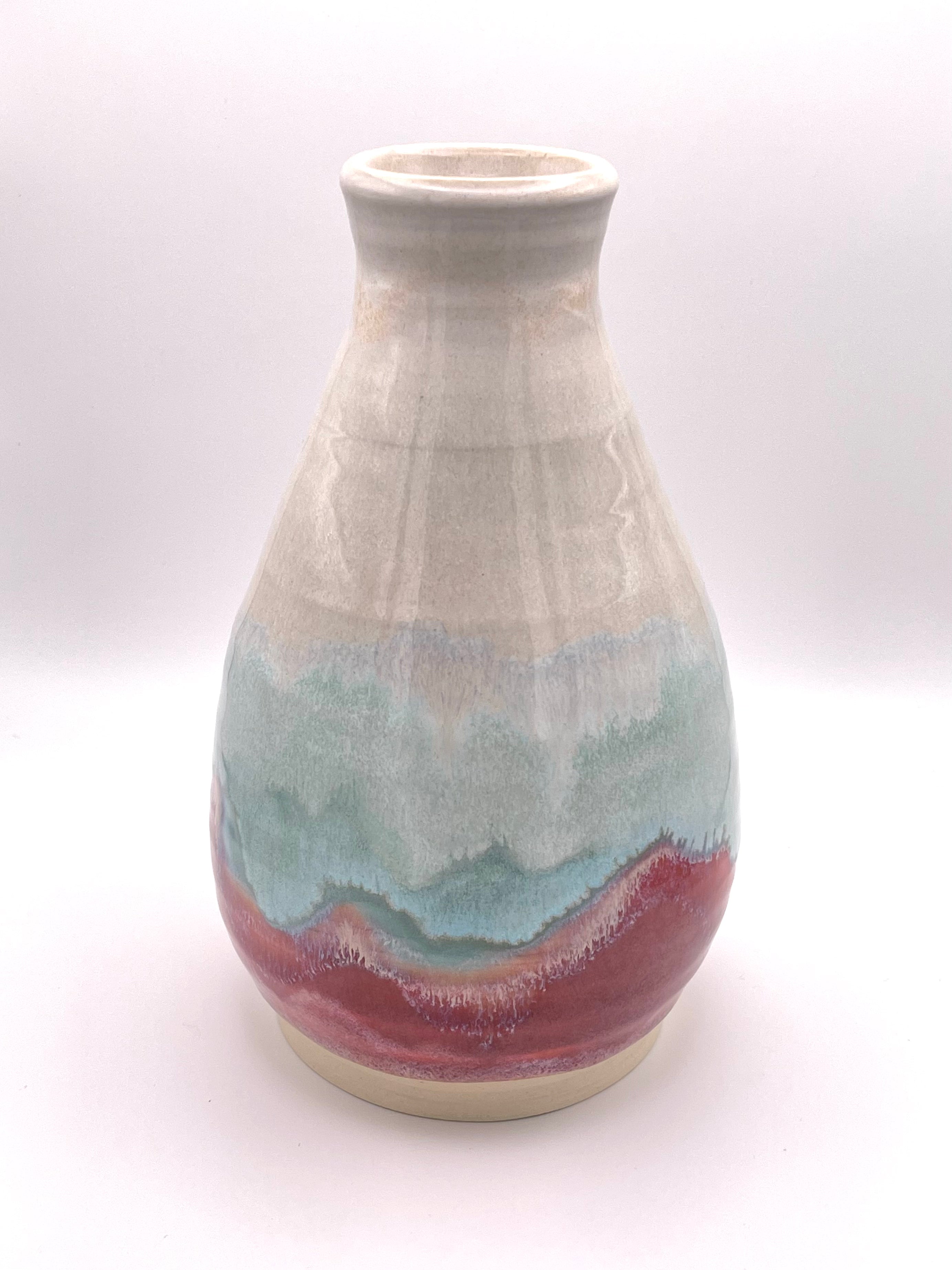 Vase - Medium White, Aqua, and Rose