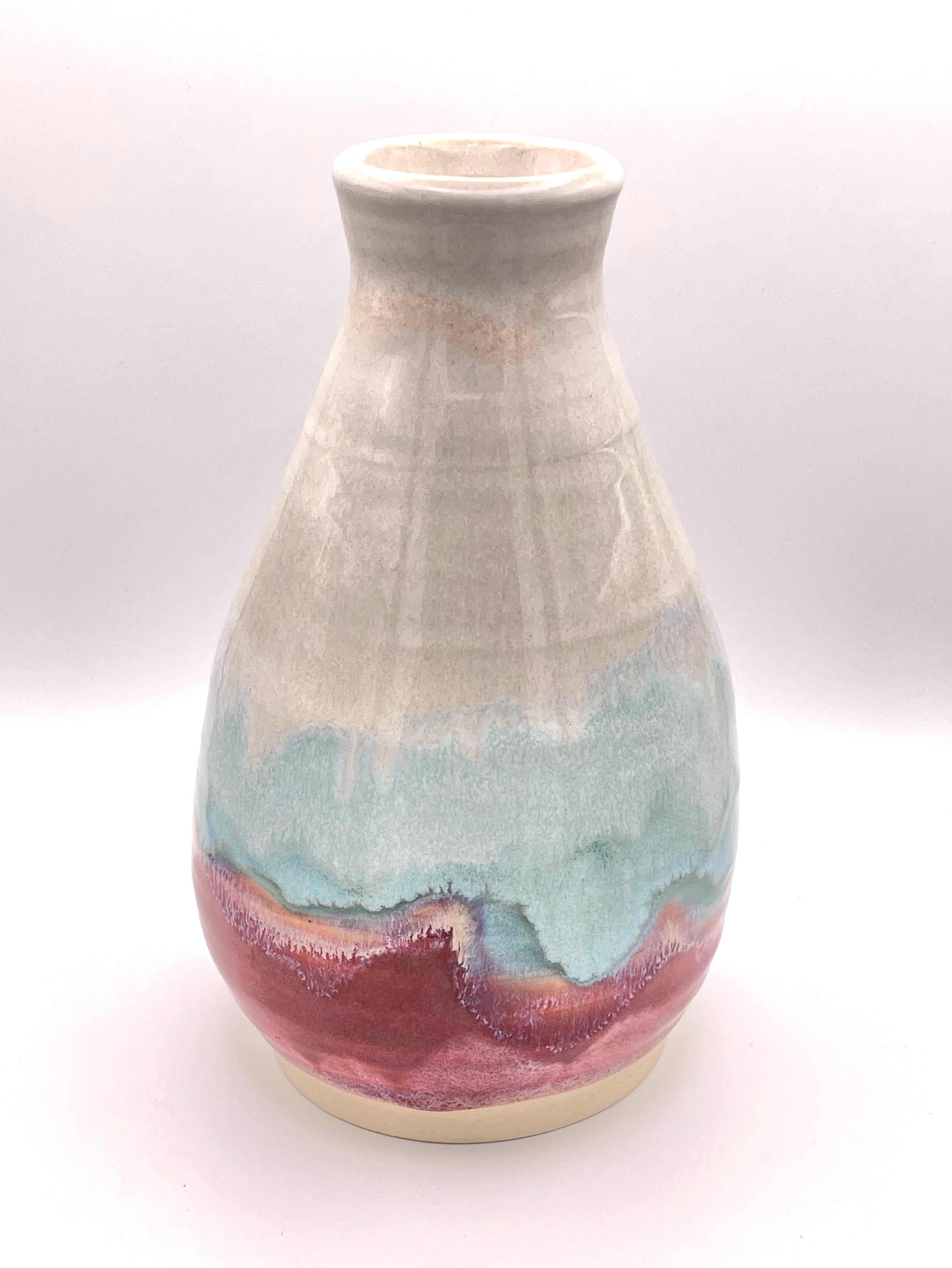 Vase - Medium White, Aqua, and Rose