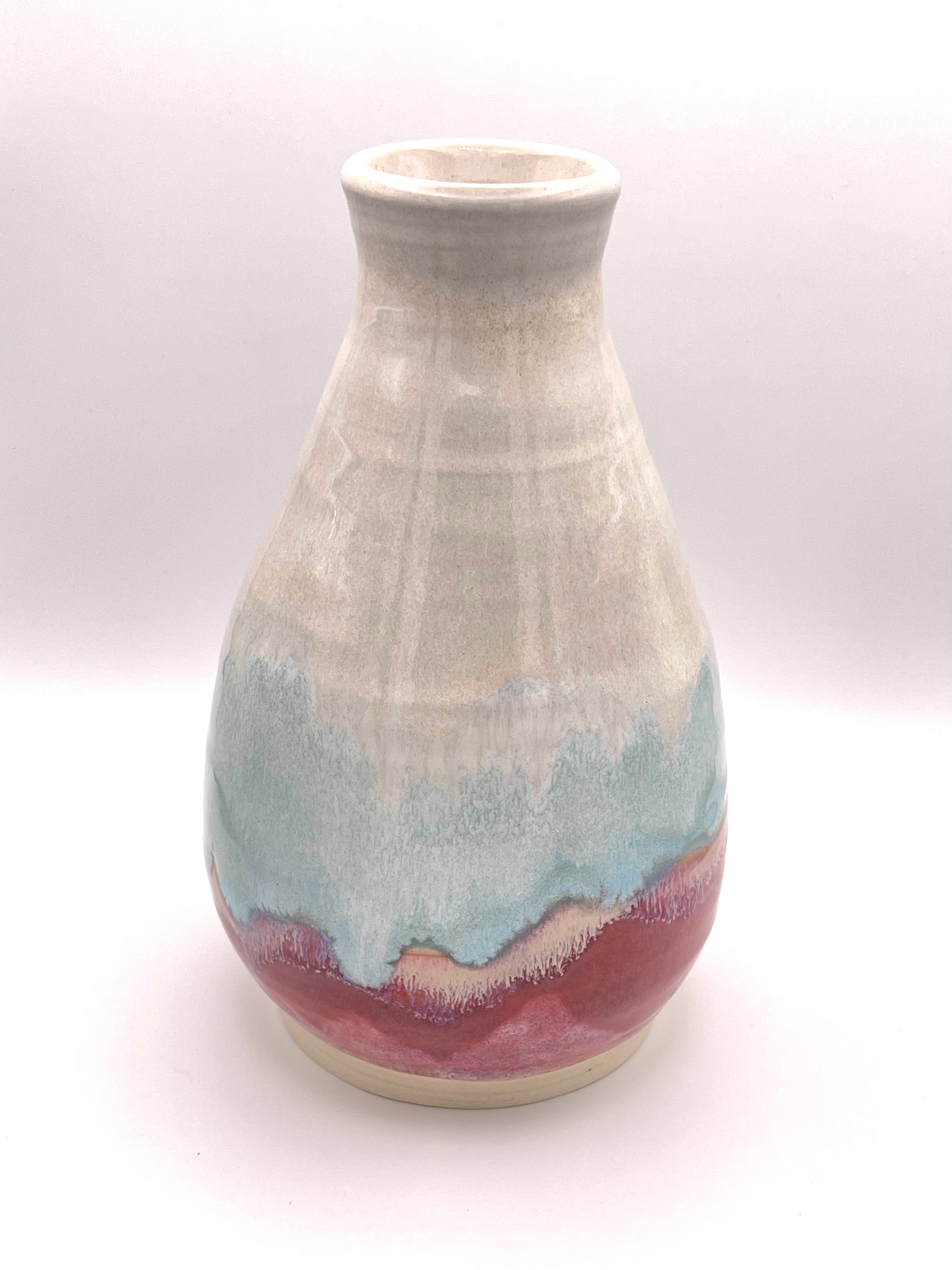 Vase - Medium White, Aqua, and Rose